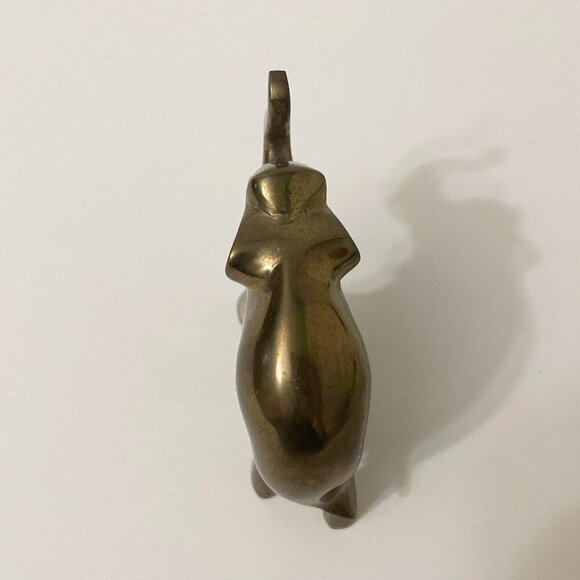 Vintage Brass Elephant Figure 3.5 Inch Long Trunk Up Figurine - Picture 14 of 16